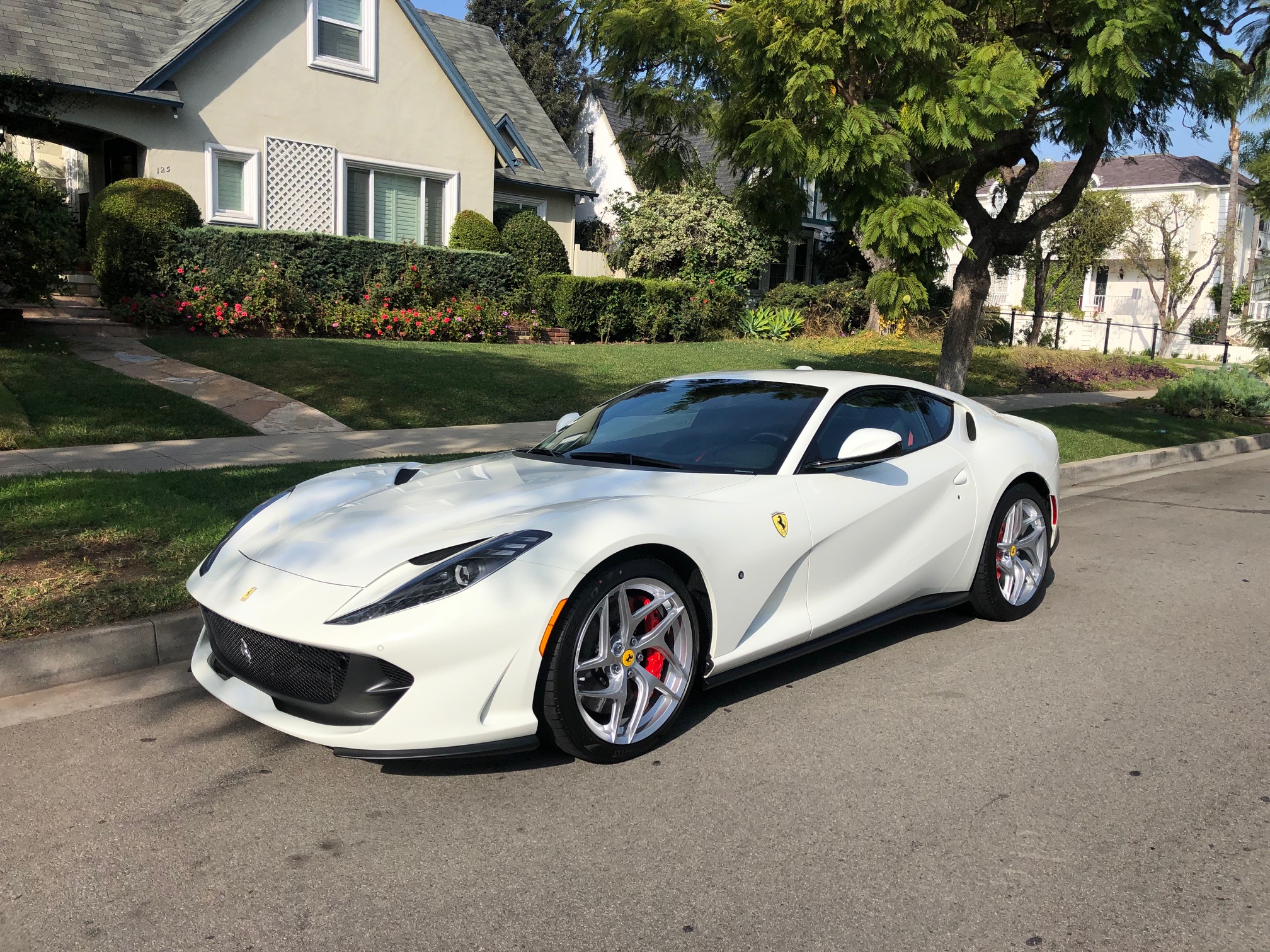 white Ferrari sports car rental in Los Angeles
