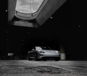 porsche electric car rental taycan turbo in silver
